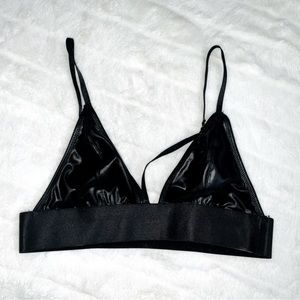 Black Faux Leather Bralette